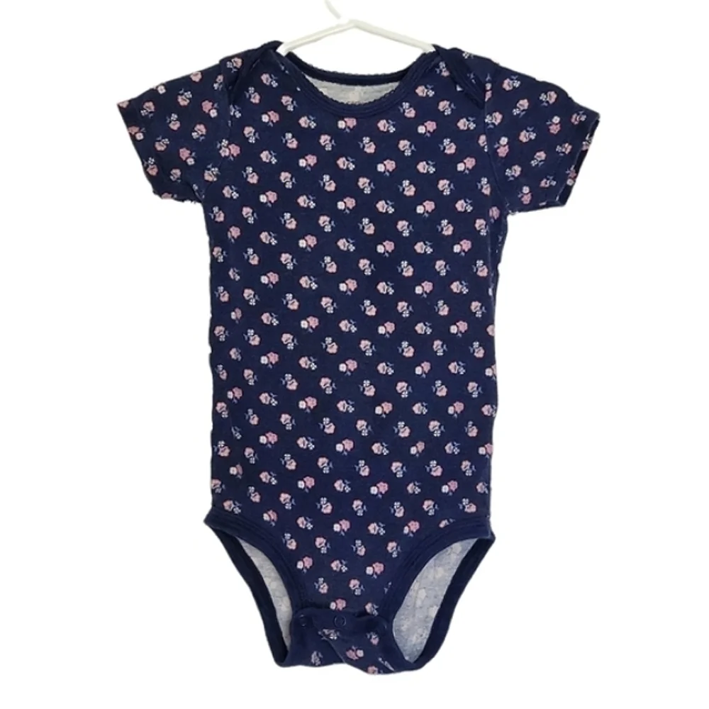 K1081 * Carter's Ditsy Floral Bodysuit Navy Blue Size 18M
